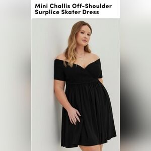 Torrid 3X Mini Challis Off-Shoulder Surplice Skater Dress